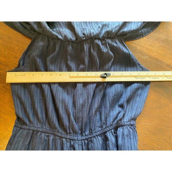 MittoShop Womens Off-Shoulder Jumpsuit L Navy Blue wide Leg Polyester Rayon - Picture 6 of 16